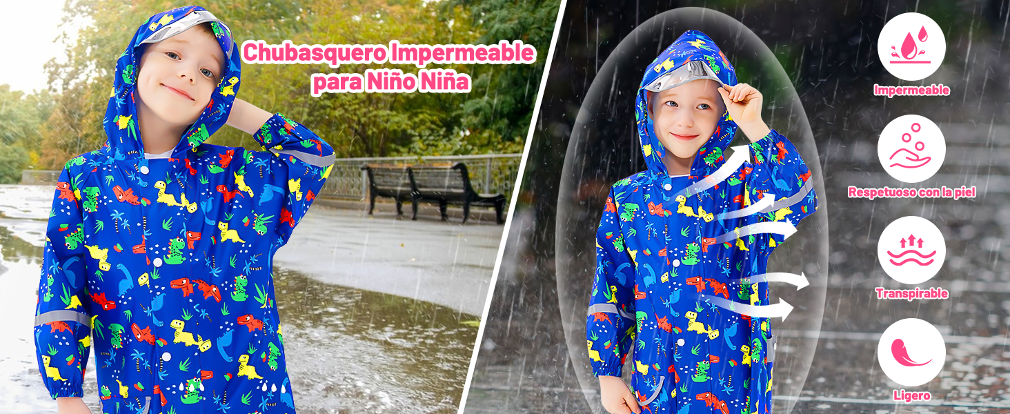 Chubasquero Niña Mono Impermeable Chaquetas