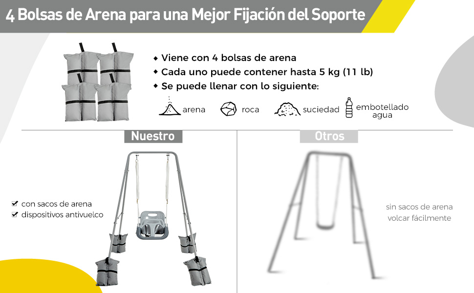 4 Bolsas de Arena para una Mejor Fijacion delSoporte