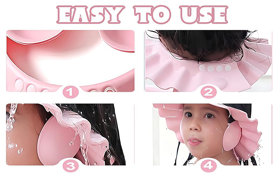 Gorro de Ducha de Bebé Para,Gorro ducha niños,Visera baño niños,Ajustable Suave con Protección