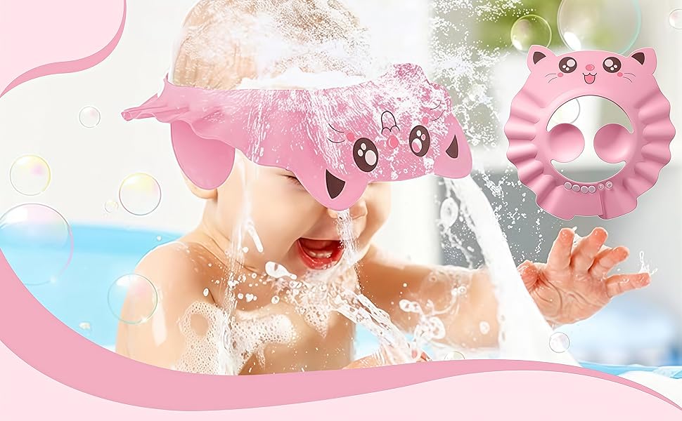 Gorro de Ducha de Bebé Para,Gorro ducha niños,Visera baño niños,Ajustable Suave con Protección