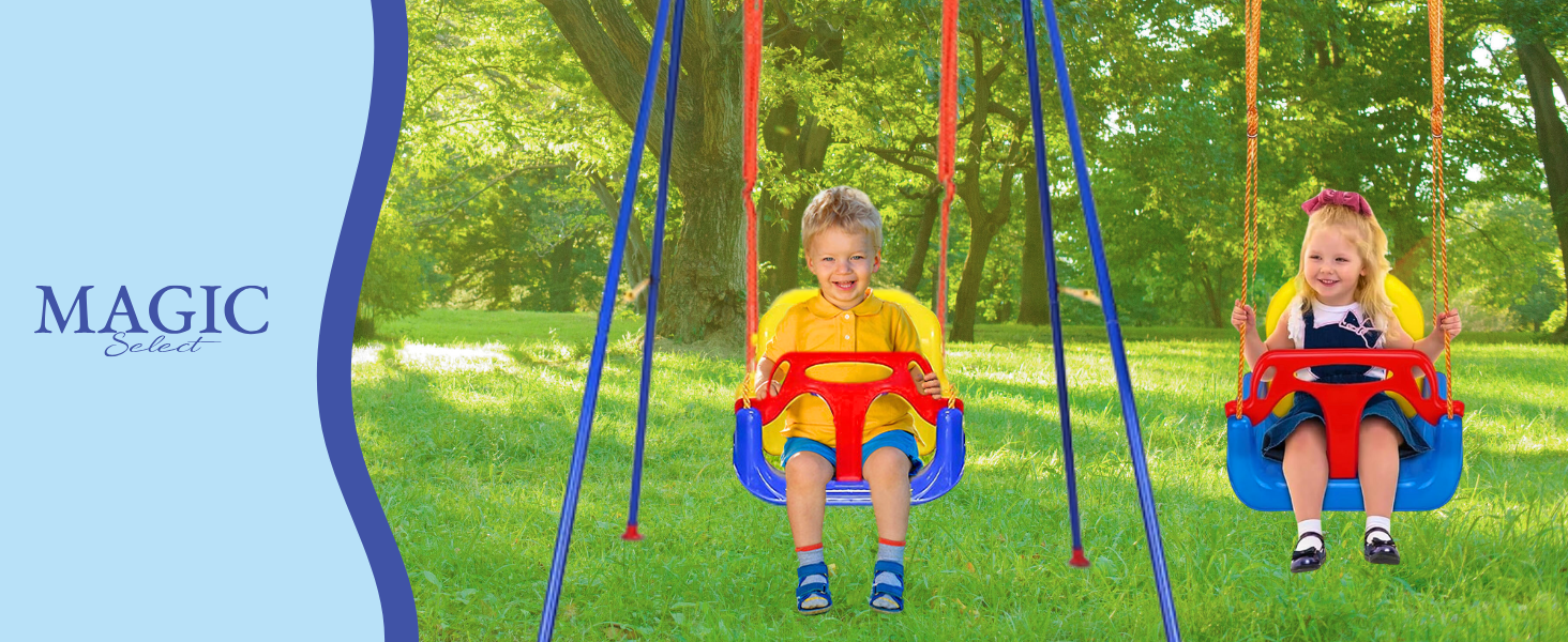 columpio infantil niños resistente asiento respaldo  protección frontal ajustable instalación fácil 