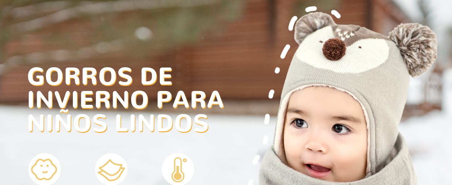 DORRISO Linda Bebe Niño Niña Sombrero y Bufanda Conjunto Calentar Cómodo Niño Niña