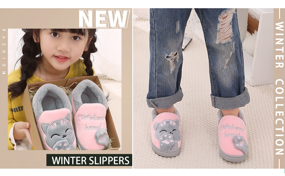 Zapatillas de Estar por Casa Niño Niña Zapatos Pantuflas Invierno Mujer Hombre Caliente Slippers