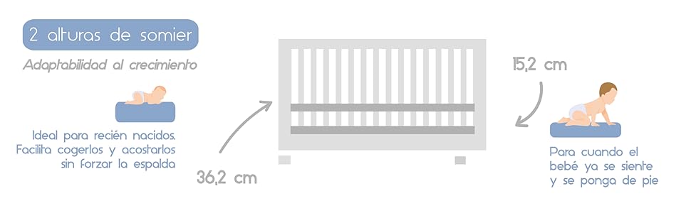 cuna regulable blanca de madera alondra