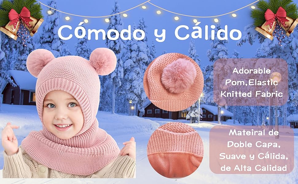 gorro para niños invierno bufandas orejeras 3 in 1 bebé bufanda gorro cálido niños niñas invierno 