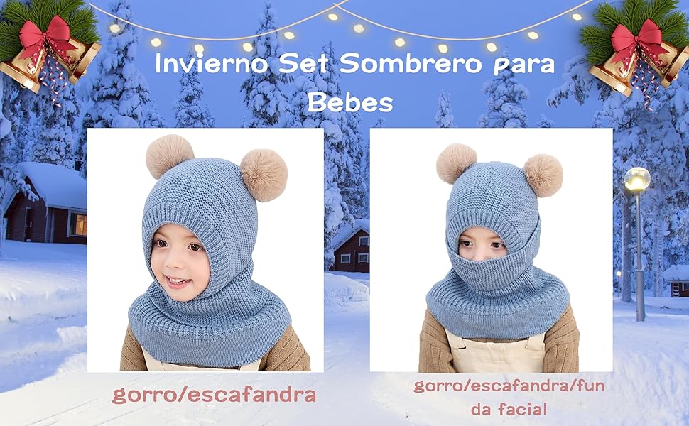 gorro para niños invierno bufandas orejeras 3 in 1 bebé bufanda gorro cálido niños niñas invierno 