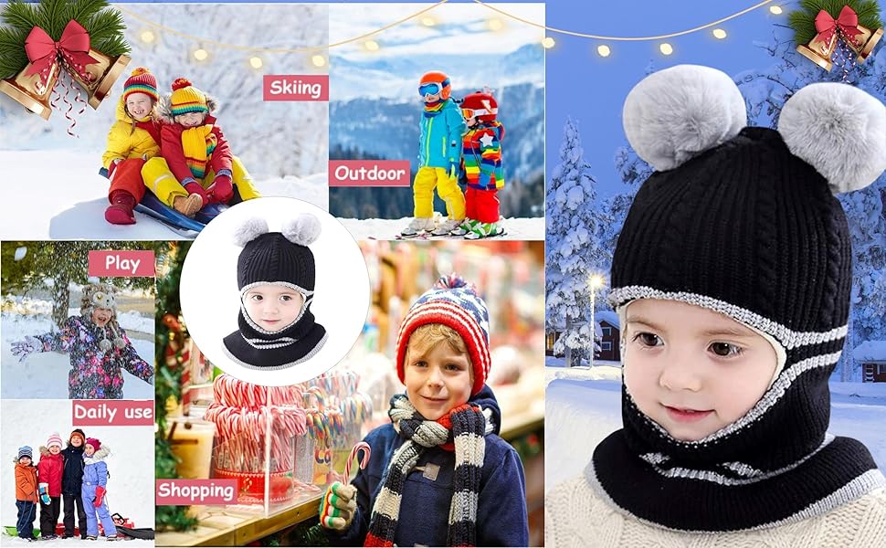 gorro para niños invierno bufandas orejeras 3 in 1 bebé bufanda gorro cálido niños niñas invierno 