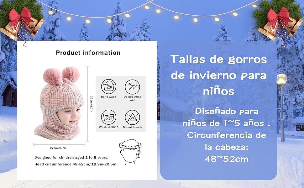 gorro para niños invierno bufandas orejeras 3 in 1 bebé bufanda gorro cálido niños niñas invierno 