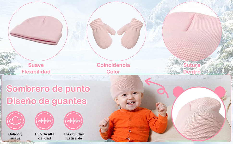 Gorros y guantes de invierno para bebé