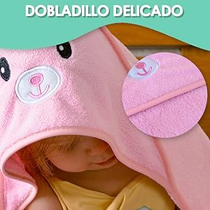 dobladillo delicado calidad rosa bebe