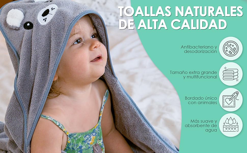 toalla toallas naturales calidad bebe tamaño animales absorbente