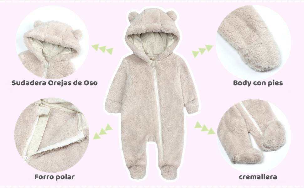 Bebé niño niñas sólido oso auriculares sudadera con capucha mameluco mono invierno cálido traje