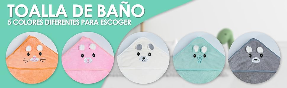 toalla baño bebe colores capucha animales albornoz