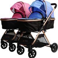 BabyFiveStar Cochecito Plegable 2 en 1 Doble/Gemelo Dos Azul y Rosa Niños