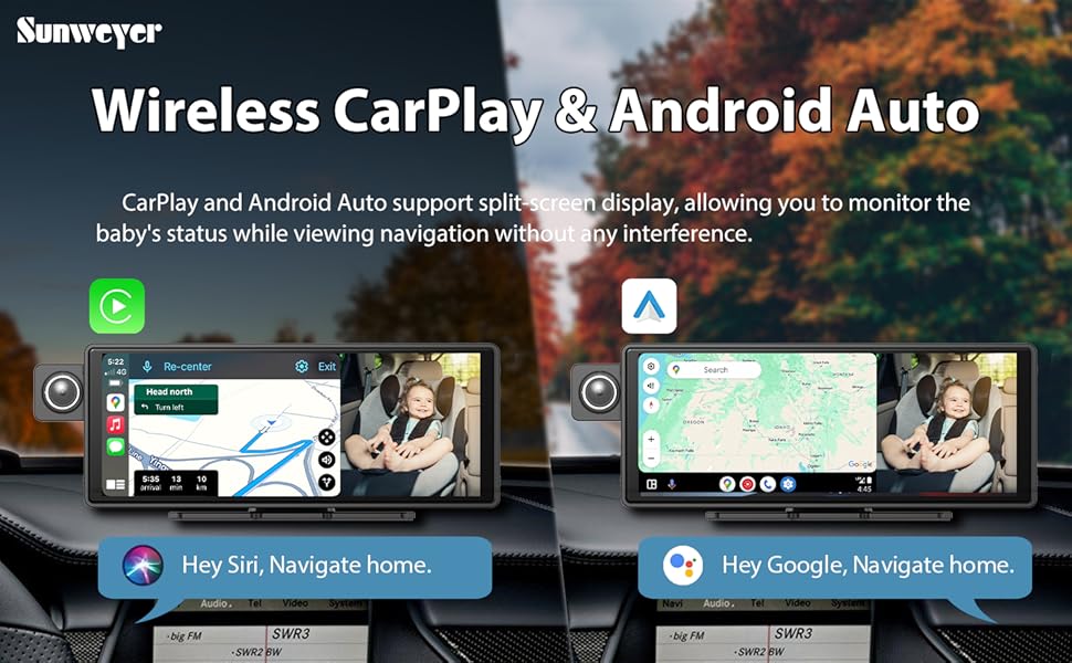 Pantalla inalámbrica CarPlay y Android Auto