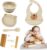 Vajilla de Silicona para Bebé con Ventosa – Set Aprendizaje Comida BLW, No Huele – Cuenco y Plato Ventosa Infantil, Babero y Cuchara Iniciación (Beige)