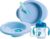 Chicco Set Vajilla Silicona Bebé, Juego Menaje Intantil para Destete con Plato Térmico, Plato Come Fácil, Vaso de Aprendizaje para Bebé y Cuchara de Silicona, Vajilla Infantil 6 Meses+, Azul