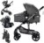 MoLi Carrito de Bebe 3 en 1, Carro Bebe 3 Piezas Plegado Conveniente con Un Solo Clic, Carrito Bebe con Modo de Doble Empuje Reversible, Cochecito Bebe 3 Piezas Paisaje Alto (739 Grey)