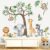 decalmile Pegatinas de Pared Animales de la Jungla Árbol Vinilos Decorativos Jirafa Elefante Cebras Safari Adhesivos Pared Habitación Infantiles Niños Bebés Guardería