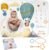 ODOXIA Manta Meses Bebé En Español | Manta Bebe Personalizada, Unisex | Tema Globo | Regalo Personalizado De Nacimiento para Nuevas Mamás | Manta Mensual Bebe | Incluye Marcos