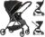 Carrito de Bebé, Silla de Paseo Reversible con Respaldo y Reposapiernas Regulables, Plegable con una Mano, Cinturón de 5 Puntos, Carro Bebe para 0-36 Meses, Hasta 25 kg (Negro)