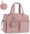 Bizcasa Bolso Cambiador Bebe, Pañaleras Gran Capacidad con Bolsa de Chupete para Bebés, Gran Bolso de Viaje, Bolsa Hospitalaria Multifunción para Maternidad (Rosa)