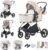 BEBBY Carrito Bebe 3 en 1, Empuje Bidireccional Reversible，Cochecitos Combinados Portátil Plegable，3 Piezas Empuje Bidireccional Reversible, Cochecito Bebe Marco de Aleación Aluminio D2-RICEWHITE