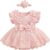 Carolilly – Ropa de bebé recién nacido de verano de 2 piezas, mameluco de manga corta con falda de encaje floral + diadema a juego (0-18 meses), rosa, 0-3 Meses