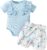 Borlai Bebé Niña Ropa de Verano Tops de Manga Corta con Volantes y Flores Pantalón Corto Bandeau 3Pcs Conjunto de Ropa de Bebé 0-18 Meses