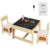 VEVOR 1 Mesa Infantil + 2 Sillas de 610x610x483 mm y 290x300x530 mm Conjunto de Muebles Infantiles con Caja de Almacenamiento Bandeja de Doble Cara para Estudiar Comer Jugar Leer Habitación Infantil