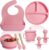 Bluet B Baby – Vajilla Bebe Silicona – Plato Bebe Ventosa – Vajilla Infantil Antideslizante sin BPA – Set Silicona Platos Bebe – Cubiertos Bebe BLW – 8 piezas – Rosa