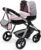 Bayer Design- Cochecito Style con Bolso Cambiador, Carrito Paseo Para Muñecos, Convertible, Plegable, Compatible con Silla de Coche Easygo, Color Vaqueros Grises y Rosas con Mariposa (12633Aa)