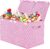 VERONLY Cajas de Almacenaje Juguetes con Tapa – Caja de Almacenamiento Para Niños 83L Cajas Organizadoras de Tela Plegable con Asa para Juguetes Ropa Libros Dormitorio (Rosa)