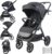 Twinly – Silla de Paseo Ligera bebé hasta 22kg plegable SPACELY, Carrito de bebe muy Grande y Cómodo, carro bebe con Plegado fácil, Capota XXL UPF-50 plástico de lluvia, cochecito reclinable (Negro)