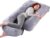 ShowyLive Almohada Embarazada Dormir Cojin Lactancia 70 x 145 cm para Mujeres Embarazadas, Adultos, 100% Algodon Soporte Completo para el Cuerpo (Gris, Velours)