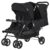 VEVOR Cochecito Doble Ligero y Plegable con Asiento Tándem Respaldo Reposapiés Ajustable Cinturón de Seguridad Envolvente Cesta de Almacenamiento para Recién Nacidos y Niños Pequeños, Color Negro