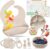 Vajilla Bebe Silicona, 16 Piezas, Cubiertos Bebe, Platos Bebe con Ventosa, Incluye Guía Baby Led Weaning de Regalo, Cubiertos Infantiles, Vajilla Infantil, Babero, Chupete Fruta, en Caja para Regalar