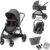 Maxi-Cosi Zelia S Trio Cochecito 3 Piezas, 0 – 4 Años, hasta 22 kg, Plegable, Compacto y Reclinable Silla de Paseo, con CabrioFix S i-Size Coche Bebé, Accesorios, Gris Oscuro