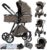 Prokoke Carrito Bebe 3 en 1, Carro Bebe 3 Piezas con Empuje Reversible de Dos Vías, Cochecito Bebe 3 Piezas con Estructura de Aleación de Aluminio, Coche Bebe 3 en 1 Recién Nacidos (225 Chocolate)