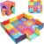 Alfombra Juego Puzzle Infantil, 25 Piezas Rompecabezas de Goma Eva, Alfombra Puzzle Bebe Suelo Colchoneta 120 x 120 cm