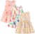 amropi Pack de 3 Vestidos sin Mangas para Bebé Niña Algodón Floral Casual Vestido 0-3 años