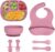 Aolso Vajilla Bebe Silicona, 7 piezas Juego Vajilla Bebe De Silicona con Babero Silicona Cuchara Bebe Silicona y Bol Ventosa Bebe y Plato Ventosa Bebe Dividido, Libre BPA Vajilla infantil, Rosa