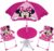 ARDITEX WD16123 Set de Mesa (50x50x48cm), 2 Sillas (38x32x53cm) y Sombrilla (diámetro 110cm) de Disney-Minnie