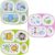 Bandeja y platos para bebe niños con forma de animales – Set de vajilla infantil – Pack de 3 platos – Bandeja para comer con compartimentos