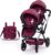 Bayer Design 26723AA Twin Xeo Cochecito de muñeca gemelas, Carrito Doble para muñecos, Altura Regulable, Ruedas Delanteras móviles, Bolsa