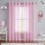 Beauoop Cortinas de ventana semitransparentes de 90 pulgadas de largo para habitación de niñas, dormitorio, bonito pompón floral de gasa para niños, 54 x 90 pulgadas, color rosa