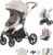 BEBBY Cochecito de bebé 3 en 1,Carrito Bebe 3 en 1 Con Asiento, Cochecitos Portátil Plegable Con Un Clic, Carricoche Combinado Paisaje Alto Marco de Aluminio Para Recién Nacido (D2-RICEWHITE, D2)