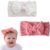 BHIPKOT Diademas con turbante para bebé – Pack de 2, diademas con lazo de nylon para niñas, accesorios para el pelo suaves y elásticos para recién nacidos y niños pequeños (rosa y blanco)