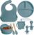 Bluet B Baby – Vajilla Bebe Silicona – Plato Bebe Ventosa – Vajilla Infantil Antideslizante sin BPA – Set Silicona Platos Bebe – Cubiertos Bebe BLW – 8 piezas (Azul Oscuro)