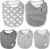 Budding Bear Baberos Bebe Unisex Algodón 100% Orgánico (Pack de 5) – Premium Pechitos Impermeables con Forro Toalla Absorbente – Gris – 4 Botones a Presión Sin Níquel – 0 a 36 Meses